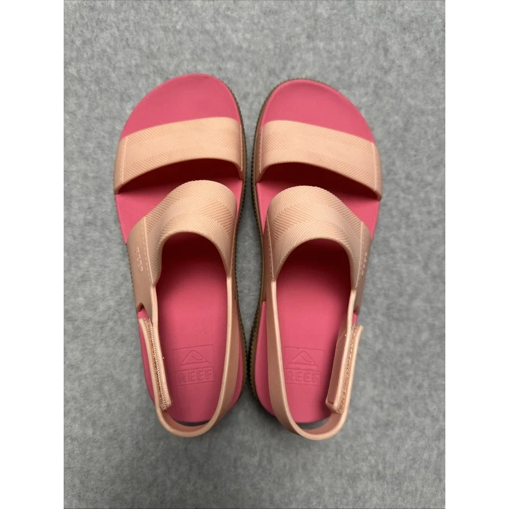 Reef Women Size 7 Water Vista Higher Platform Sandals Hot Pink/Coral/Tan - Picture 3 of 5